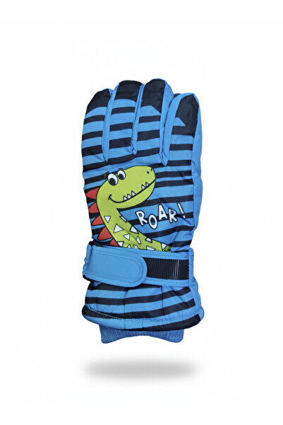 REBBEX قفازات شتوية للأطفال مقاومة للماء مع تصميم ديناصور وبطانة من القطيفة