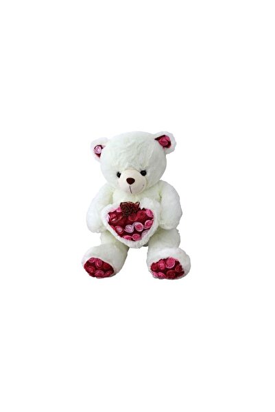 KotaBaby Ursuleț de pluș 55 cm, Kota Baby, alb/roșu