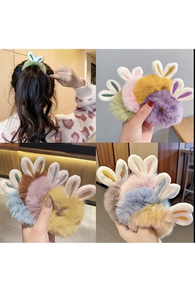 ACAR TAKI Rabbit Ear Hair Elastic Bands Acr7804 - Yellow