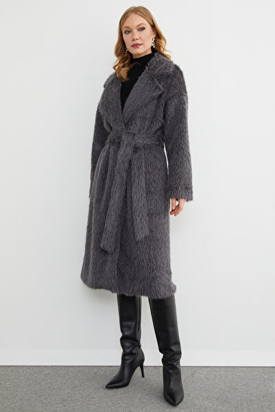 Fulla Moda Cepli Kruvaze Yaka Pelüş Kaban