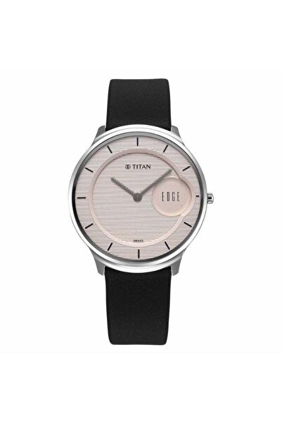 Titan ساعة إيدج مورالز التناظرية للرجال 1843SL02 - مينا وردي، سوار جلدي أسود،...