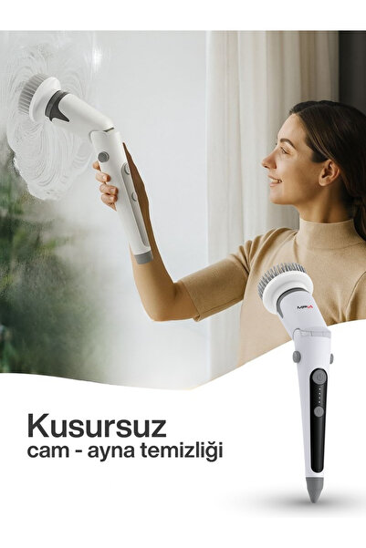 MPIA Şarjlı Temizlik Fırçası | Döner Başlıklı | 11 Başlık 13 Parça Dahil | Mutfak Banyo Araba Temizleme