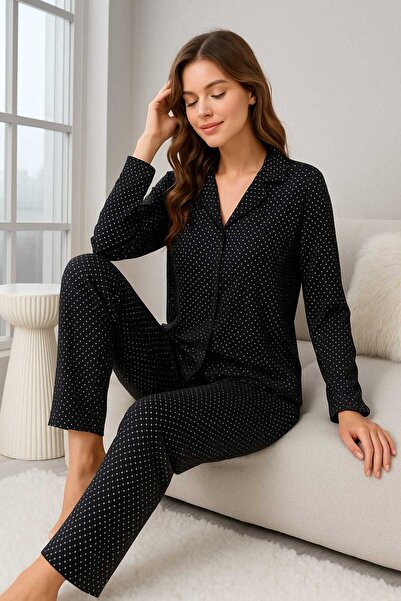 forte bella Mini Polka Dot Patterned Top and Bottom Pajama Set