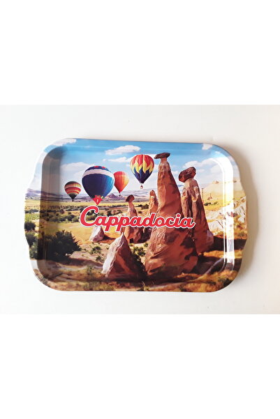 kapadokyahediyelik Metal Presentation Tray, Cappadocia Themed Serving Tray, C...