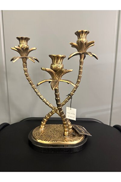 LAMEDORE Pirinç 3 kollu şamdan