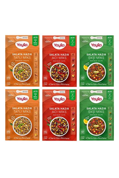 Yayla Bakliyat Hazır Salata Mix 120 gr Acı-Tatlı-Ekşi 6 lı Karma Paket