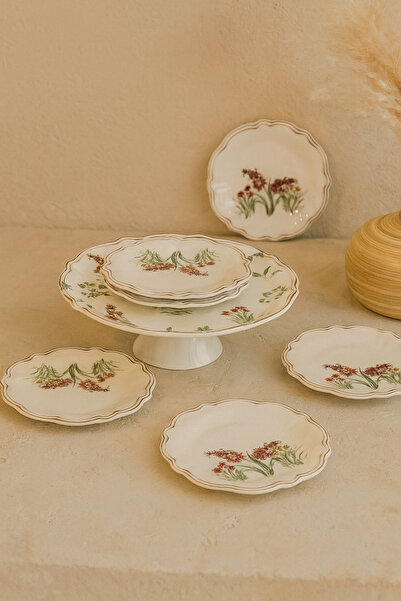 Evanev Porser Amber 7 Parça Ayaklı Sunumluk Seti Yeşil KOD:1251