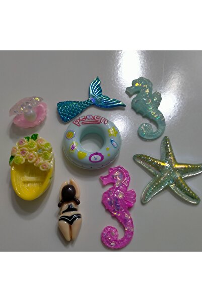 Minihobiev 8li mini magnet seti , deniz temalı , buzdolabı mıknatısı, dolap süsü