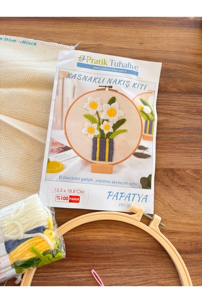 marifetli tığım Kasnaklı Nakış Seti – Çiçek Desenli | El Nakışı Hobi Kiti | B...