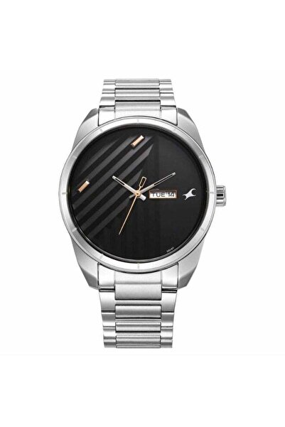 FASTRACK Fleek Men's Watch 3313SM01 - Black Dial, Silver Stainless Steel Stra...