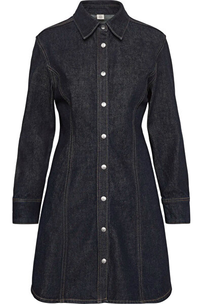 Calvin Klein SEAMED DRESS CLASSIC CK RINSE Kadın Siyah Kot Elbise