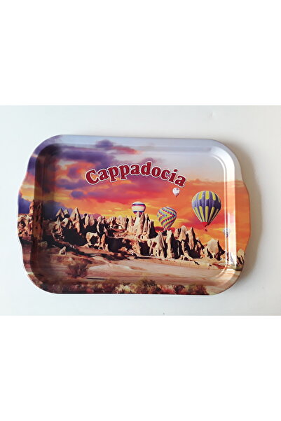 kapadokyahediyelik Metal Presentation Tray, Cappadocia Themed Serving Tray, C...