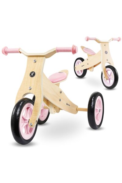 HyperMotion Wooden tricycle and rocking chair 2in1 - PERCY - pink