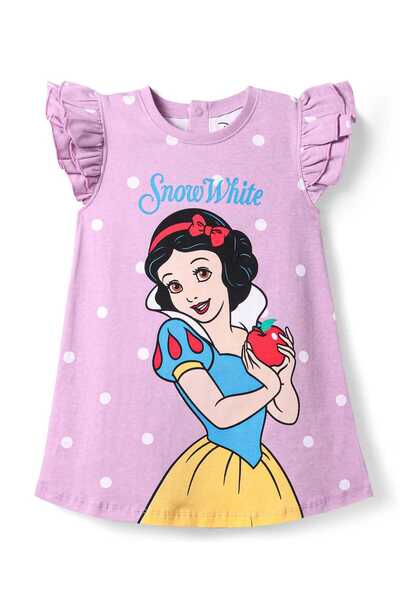 Babyhug Disney قميص نوم بأكمام مكشكشة من نسيج جيرسي مفرد مزين برسومات سنو واي...