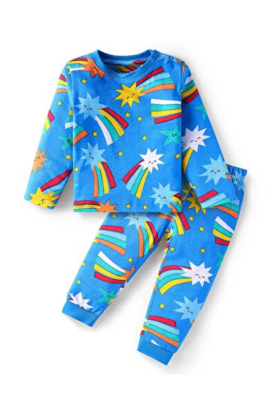 Babyhug Night Suit with Rainbow Theme Print - Blue