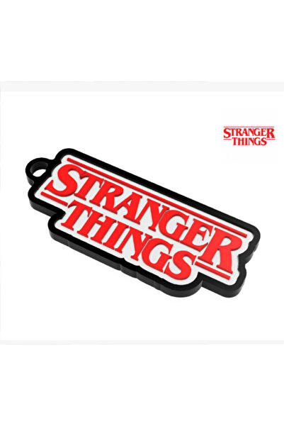 AtölyeMatris Breloc Stranger Things alb roșu negru imprimare 3D din plastic PLA