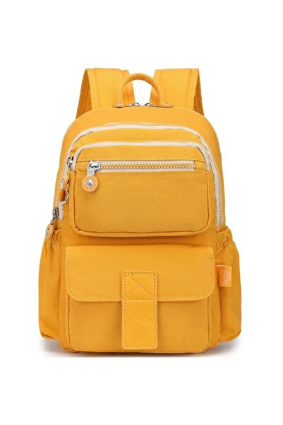 Hüvendo Rucsac inteligent, rezistent la apă, cu mai multe buzunare, de dimensiuni mici, pentru femei, de zi cu zi, muștar