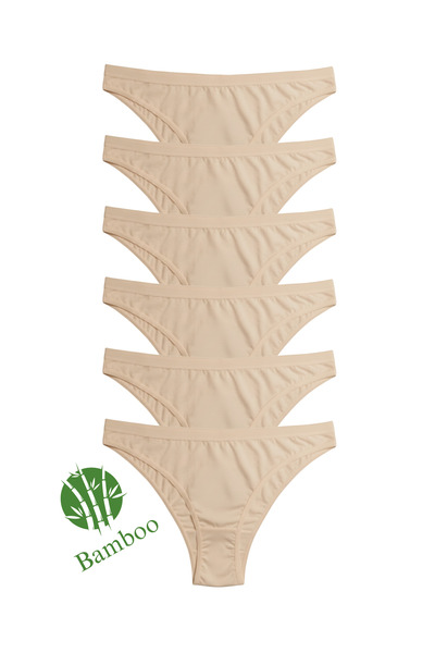 Hmd 6-Piece Soft Women's White Bamboo Panties Comfortable and Flexible