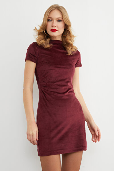 Fulla Moda Buy Draped Mock Neck Suede Dress
