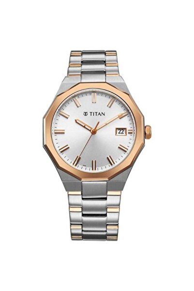 Titan Regalia Dodecagon Quartz Analog Men's Watch 90212KM01 - Silver Dial, Tw...