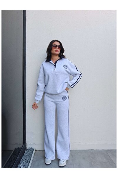 ESRAHELVACI Polo Neck Striped Tracksuit Set