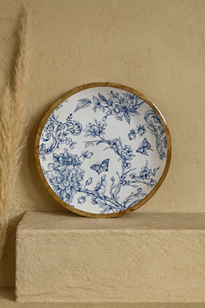 Evanev Selin Yuvarlak Büyük Boy Sunumluk Meyvelik Mavi Desenli KOD:HSL-15