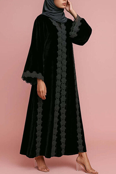 MayaCloset كيمونو وعباءة وفرش مخملية فاخرة من ليالي بتصميم دانتيل متقن - مثالية لفصل الشتاء