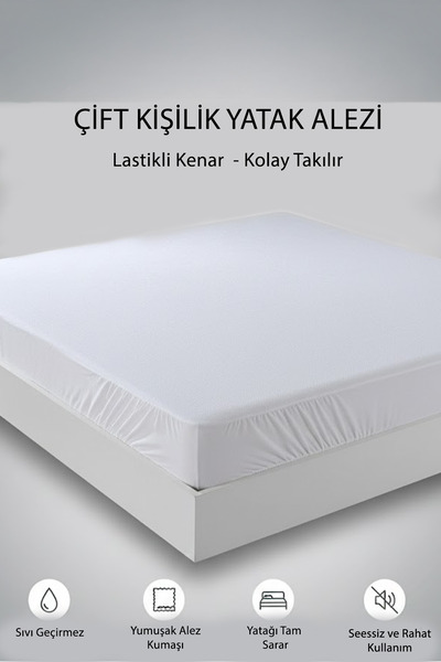 YUNUSOĞLU HOME Double Size Liquid-Proof Elastic Mattress Protector 160X200X40 cm – Quiet and Soft Fabric