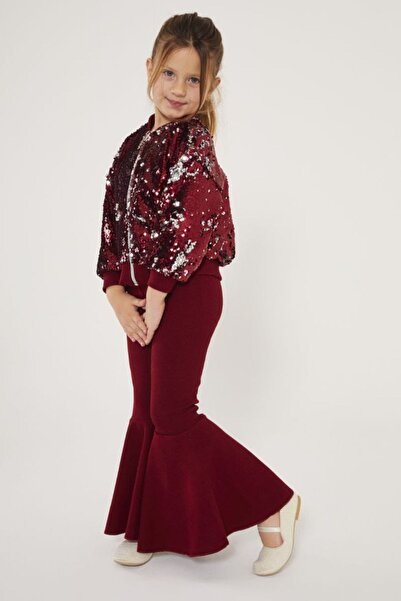 aura7 collection سترة مطرزة بالترتر اللامع للفتيات مع طقم سروال ضيق من قطعتين...