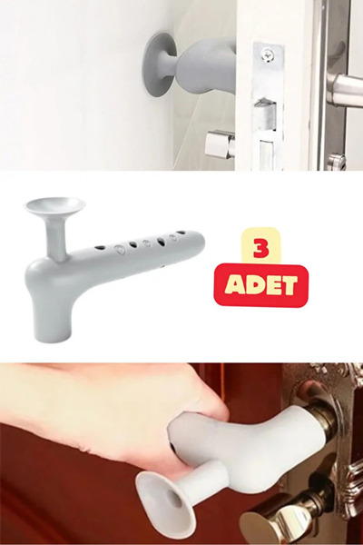 MİNTOLA STORE 3 Adet Silikon Kapı Kolu Koruyucu Stoper Gri Kapı Arkası Duvar ...