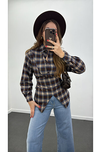 Narferita Polina Ekoseli Tasarım İpli Gömlek