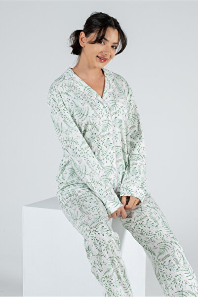 Kyron Γυναικείο σετ πιτζάμες με μακρυμάνικο κουμπί - Διαφορετικές χρωματικές ...