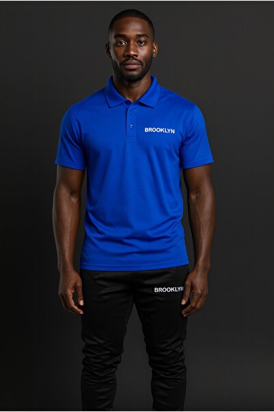 NOFLEN طقم ملابس رياضية من قطعتين من Polo Yaka Brooklyn مطبوع مع شورت