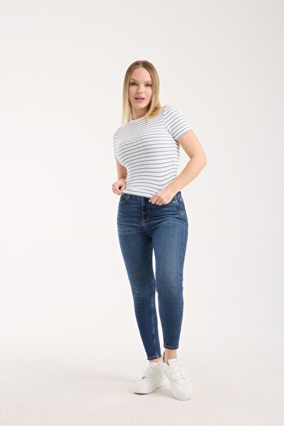G-FOX Women's Striped Stretchy Rib Fabric Short Sleeve Crew Neck Slim Fit Basic Casual T-Shirt 6013