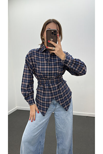 Narferita Polina Ekoseli Tasarım İpli Gömlek