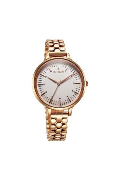 Titan Secluded Women's Watch 2709WM02 – Silver Dial, Rose Gold Stainless Steel Strap