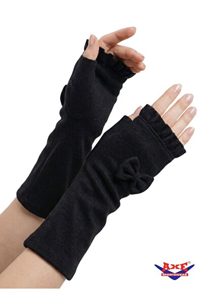 AXE SPORTSWEAR Mănuși lungi de iarnă pentru femei, cu textura moale, cu fundă și volane, fără degete