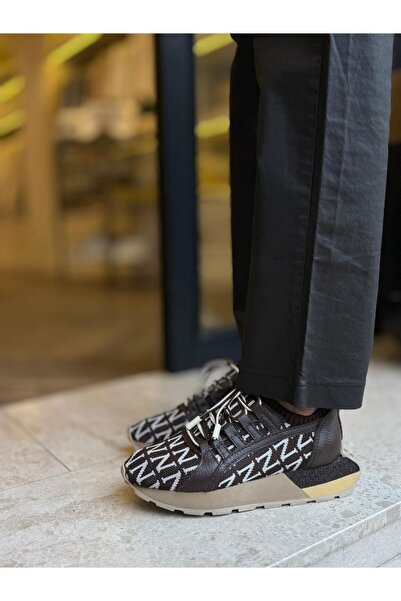 BABLACK Knitwear Detailed Genuine Leather Women's Sports Shoes Bitter Brown