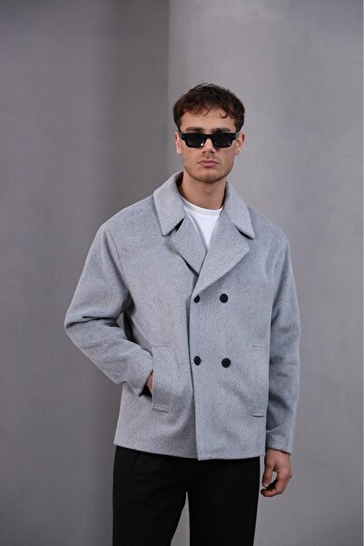 essenzaclothing Essenza Men's Double-Breasted Half Cashmere Coat