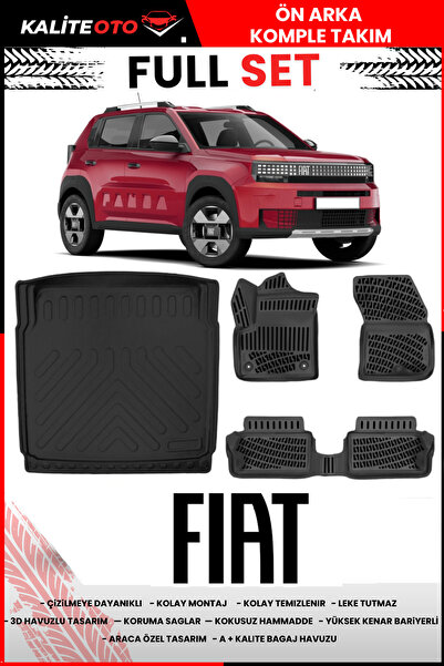 ko kaliteoto Fiat Grande Panda 2025 Sonrası 4D Havuzlu Paspas+Bagaj Havuzu Ta...