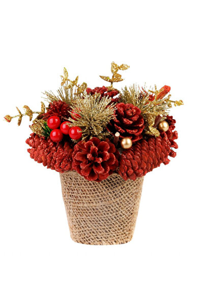 Magic Home Decoratiune Ikebana MagicHome Crăciun cu conuri de brad rosii, nat...