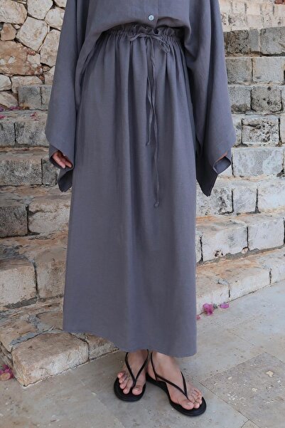 Moca تنورة نهلا ماكسي أنثراسيت