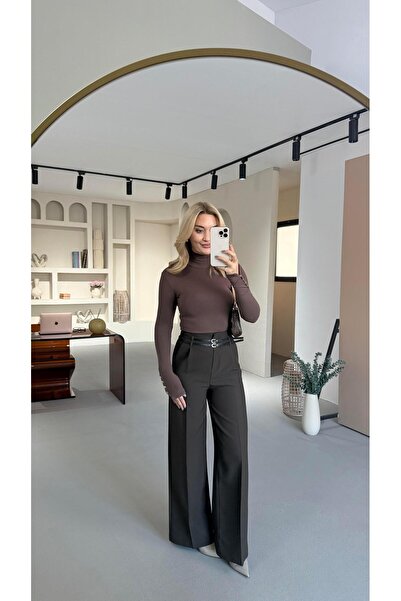 Sezgi Tekin Maro dublu creponat cu centură dublă pantaloni palazzo