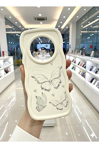 OVADA XIAOMI REDMI 14C Uyumlu Kamera Koruma Çıkıntılı Dalga Kenarlı Kelebek Baskılı Silikon Kılıf