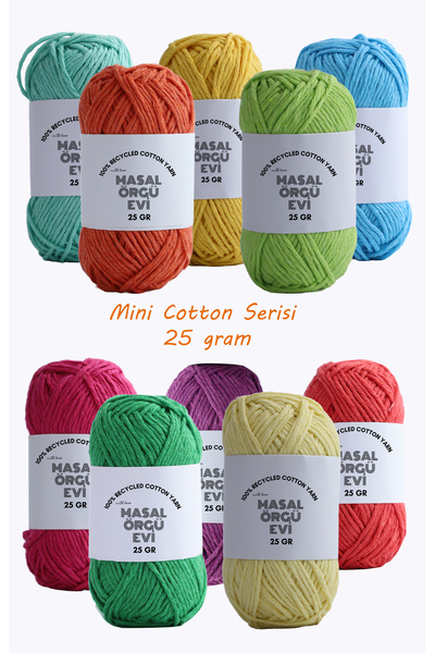 Masal Örgü Evi 25 grame Mini Cotton Series bumbac 100% Ață de tricotat 10 cul...