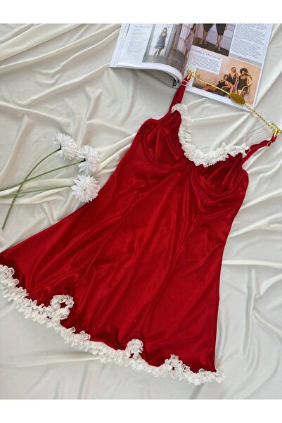 Nivolia Douce Kırmızı Kadife Gecelik Yılbaşı Özel
