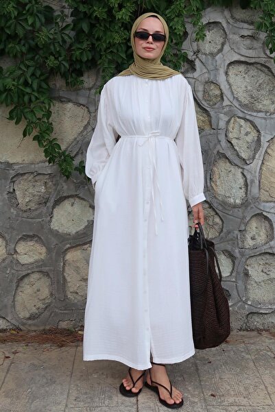 Moca Teti Müslin Elbise Beyaz