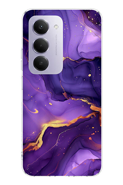 TechTree حافظة سيليكون مطبوع متوافقة مع هاتف Redmi 15 4G بتصميم رخام أرجواني ...