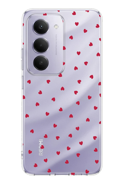 TechTree حافظة سيليكون مطبوع مصممة بتصميم قلوب حمراء متوافقة مع هاتف Redmi 15 4G