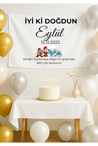 LUNA DİZAYN Kişiye Özel Doğum Günü Happy Birthday Duvar Örtüsü Duvar Halısı B...